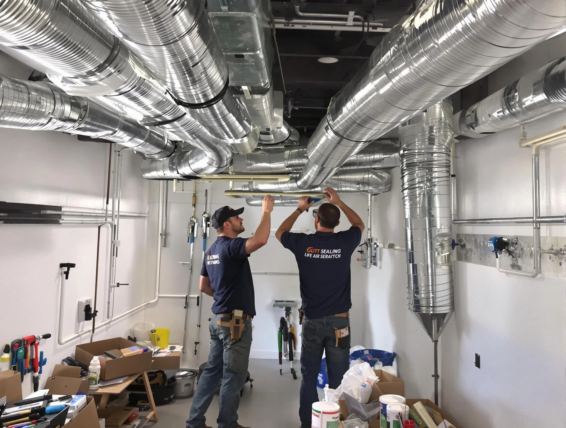 Castle Pines Air Duct Cleaning technician applying professional duct sealing solutions in Castle Pines