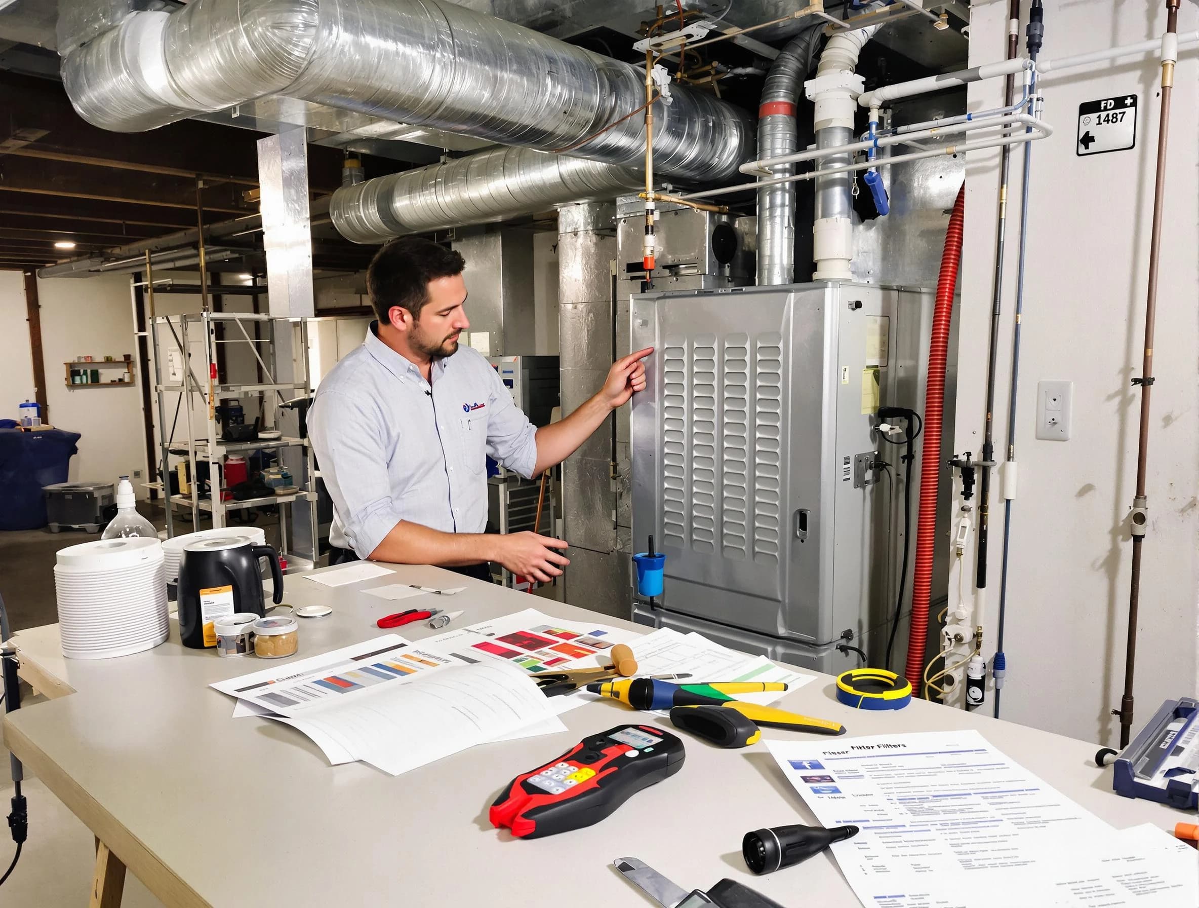 Castle Pines Air Duct Cleaning inspector conducting detailed filter system evaluation using professional diagnostic tools in Castle Pines