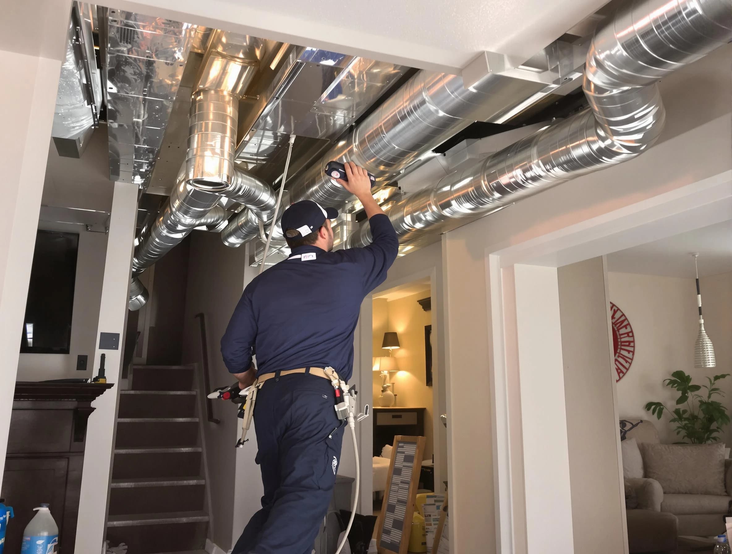 Castle Pines Air Duct Cleaning expert performing specialized duct cleaning in a mobile home in Castle Pines