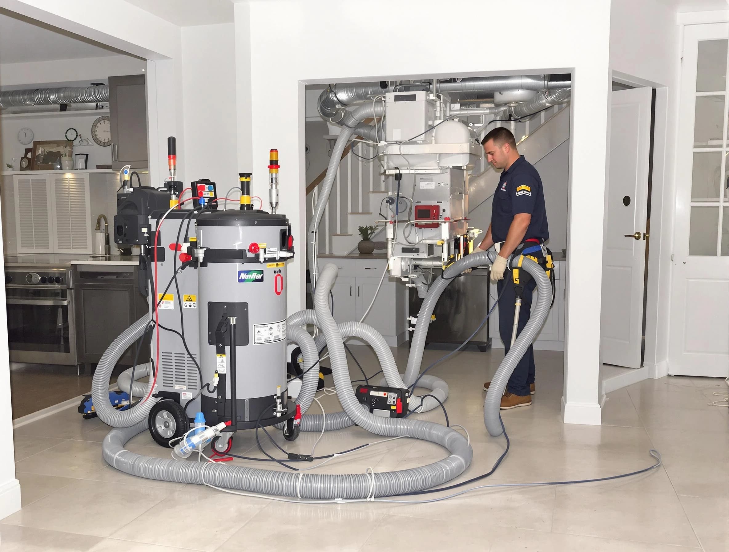 Castle Pines Air Duct Cleaning technician operating negative pressure cleaning equipment for thorough duct maintenance in Castle Pines