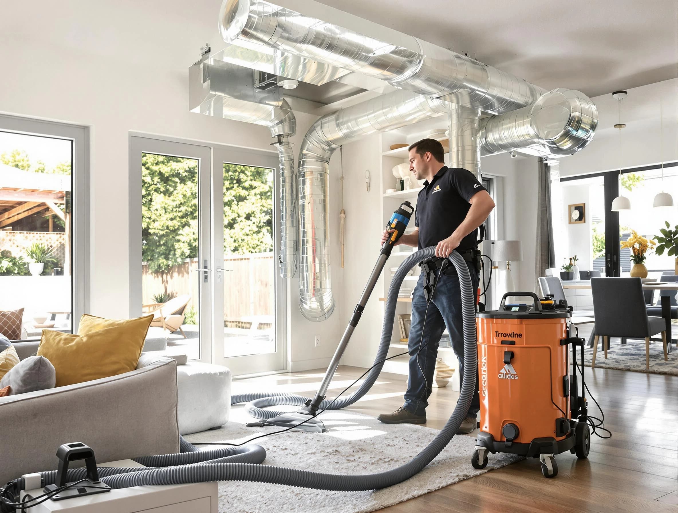 Castle Pines Air Duct Cleaning specialist performing thorough residential duct cleaning using advanced equipment in Castle Pines