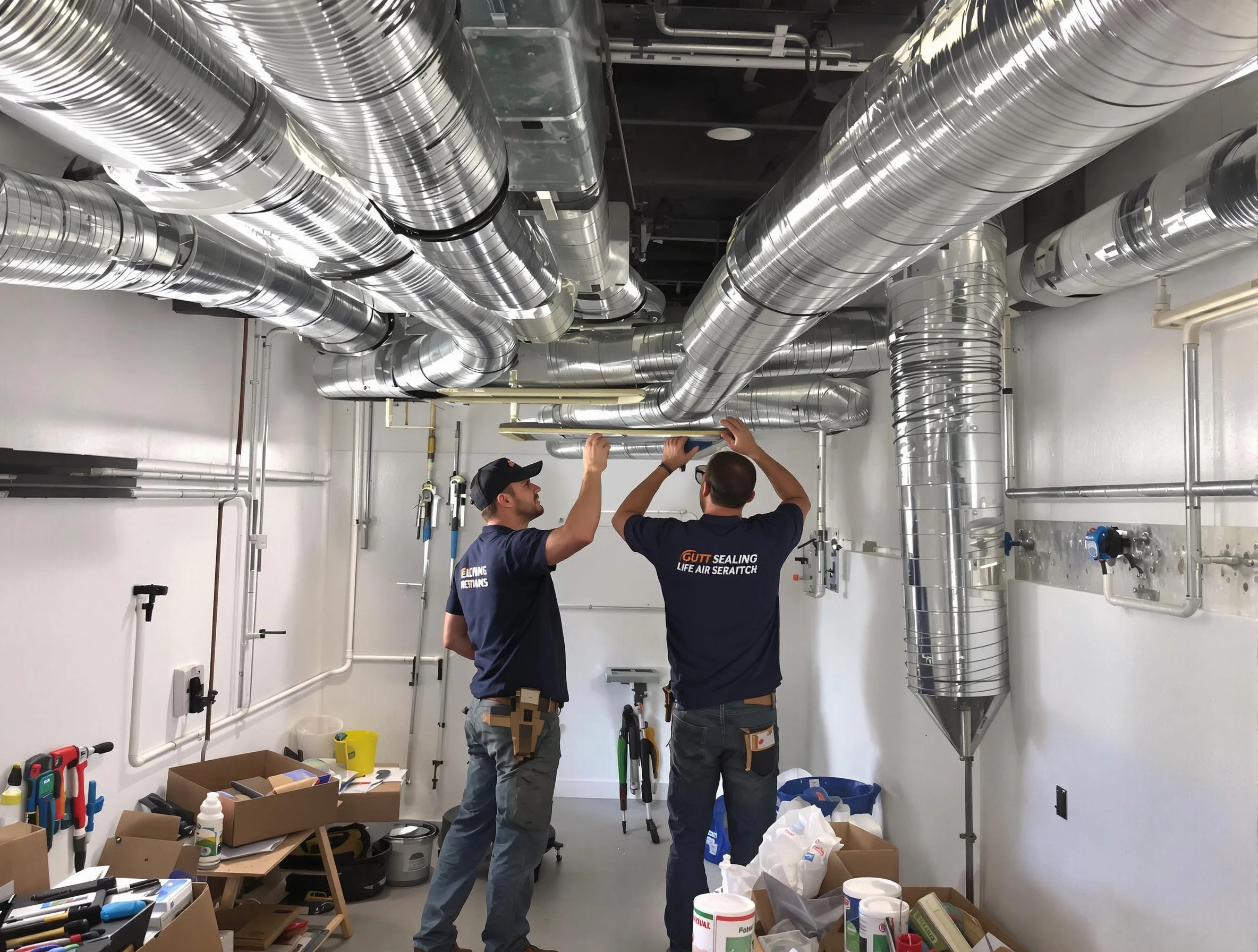 Castle Pines Air Duct Cleaning technician applying professional duct sealing solutions in Castle Pines